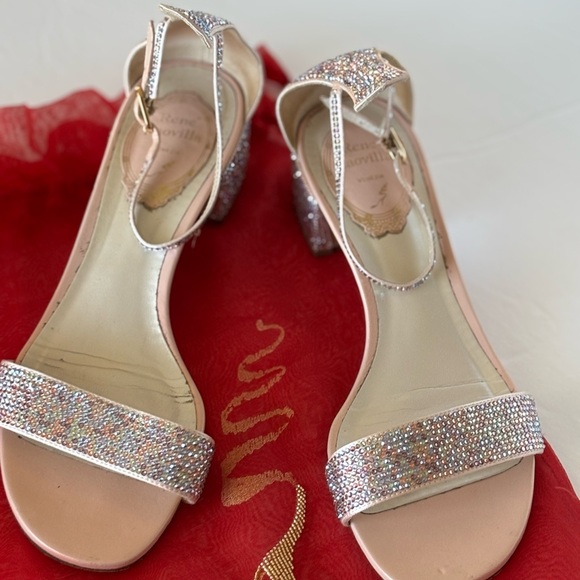 Rene Caovilla Pink Rhinestone Heels - Picture 1 of 4